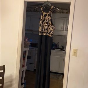 Black and Gold Size 20 Prom Dress
